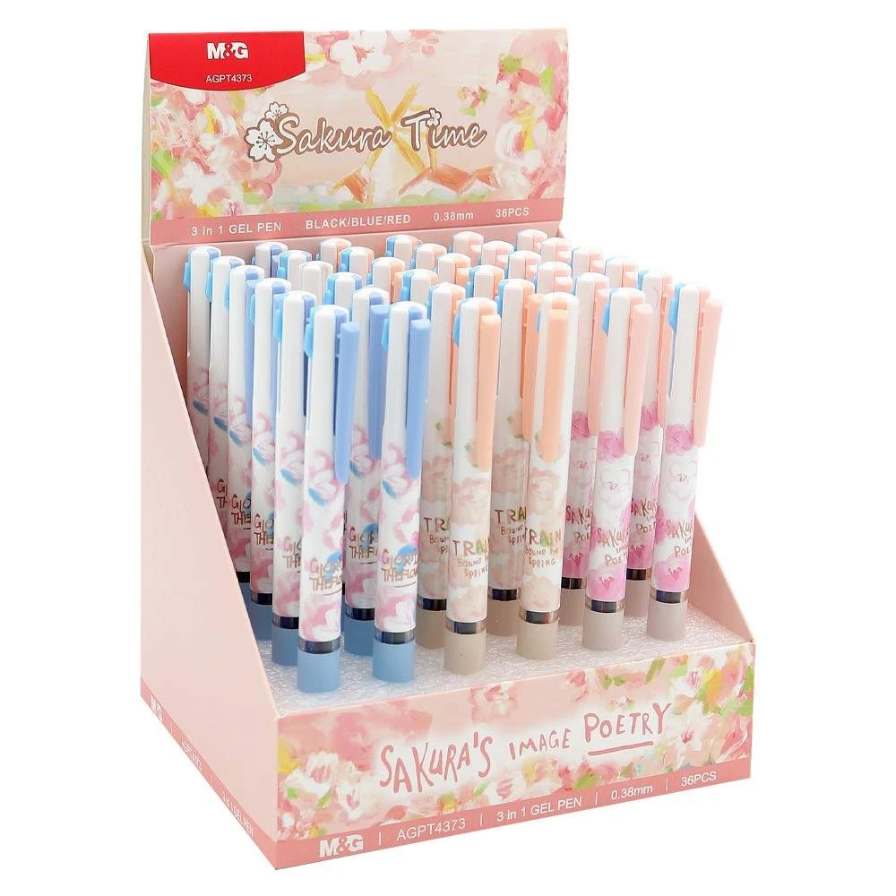 Pulpen M&G Sakura Time 3 in 1 0.38mm Gel Pen Black AGPT4373